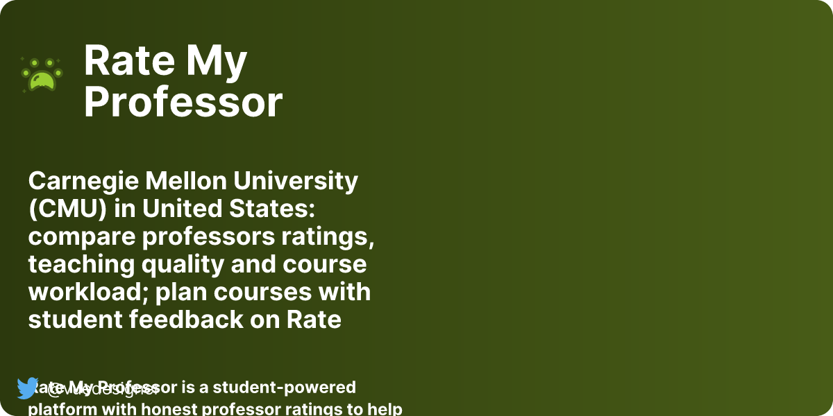 Carnegie Mellon University (CMU) professor ratings | Rate My Professor