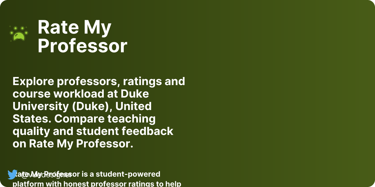 Duke University (Duke) professor ratings | Rate My Professor